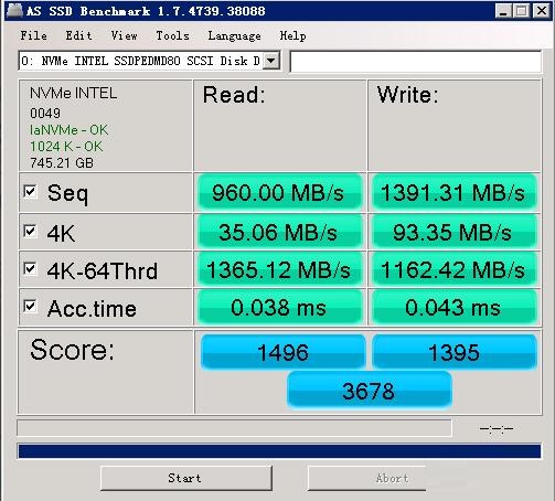 AS SSD Benchmark测试SSD硬盘的方法