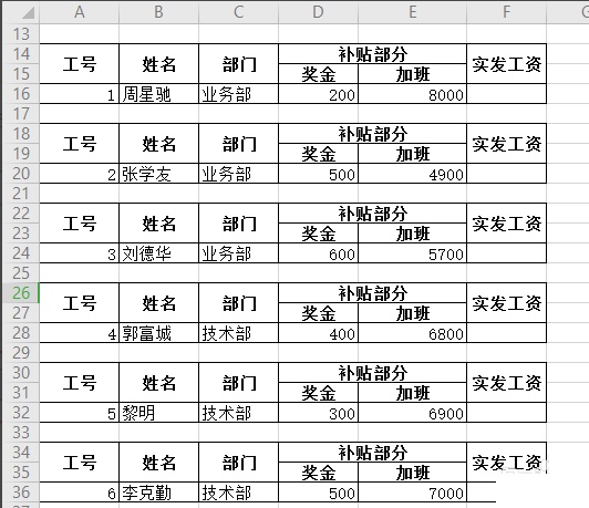wps表格双行表头怎样制作工资条