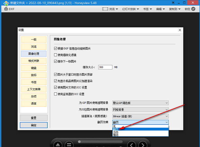 HoneyView如何设置图片翻页效果