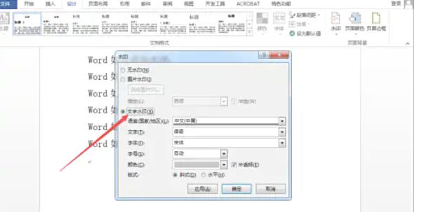 word2013怎么加文字水印