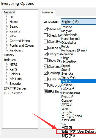 Everything怎么设置中文