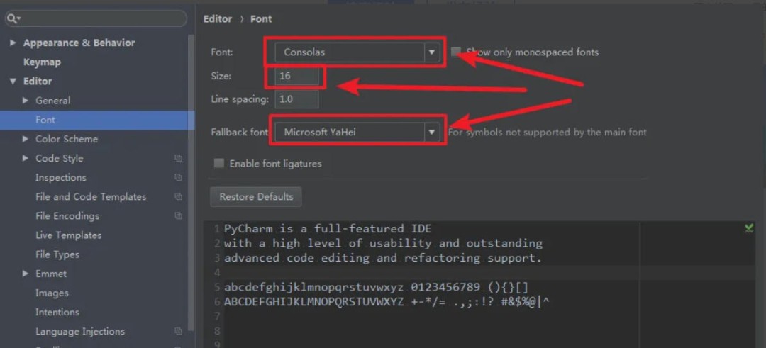 pycharm怎么改中文字体