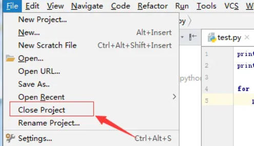 pycharm怎么关闭项目