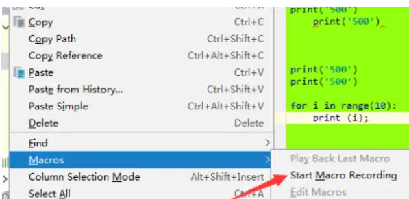 pycharm怎么录制宏