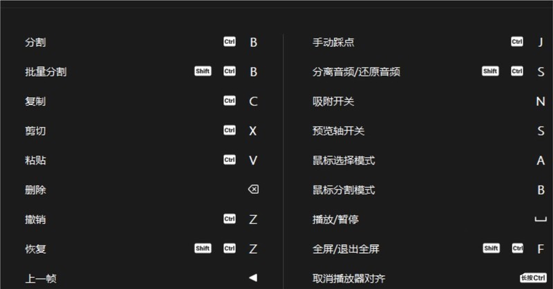 剪映快捷键有哪些