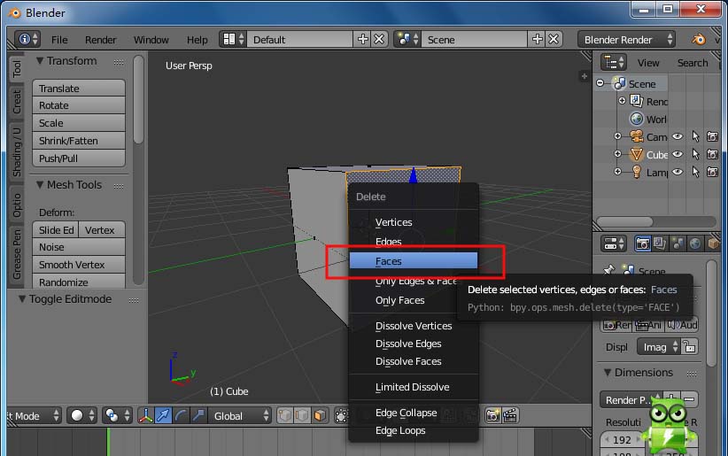 blender删除后留下的线怎么做封面