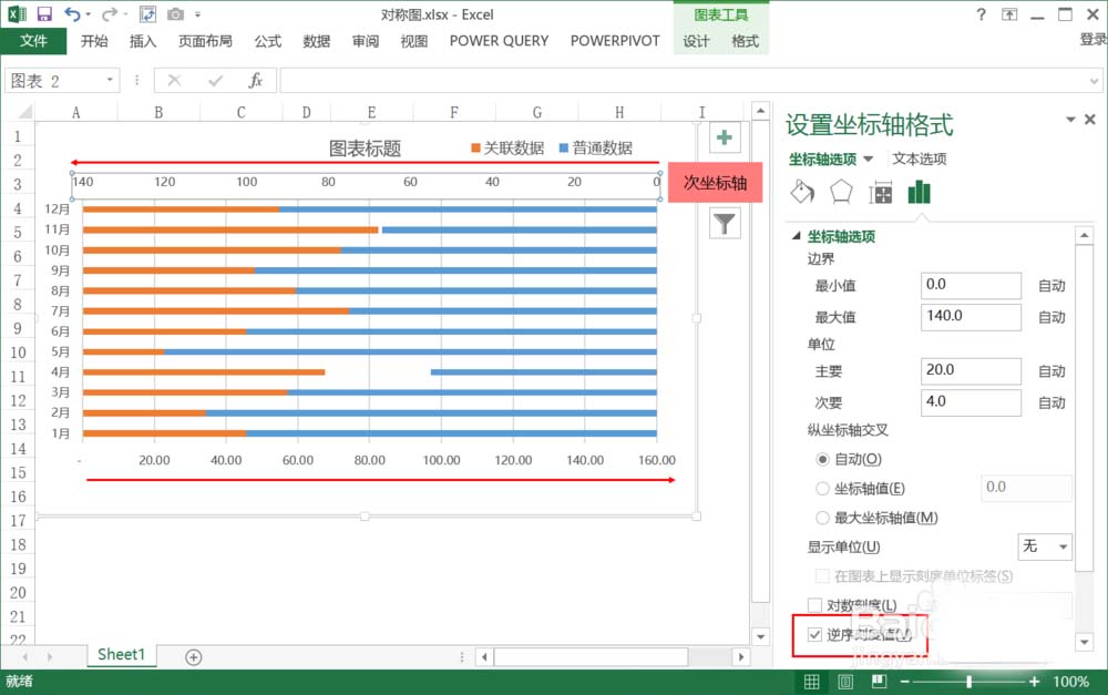 Excel表格中怎么制作对称条形图表