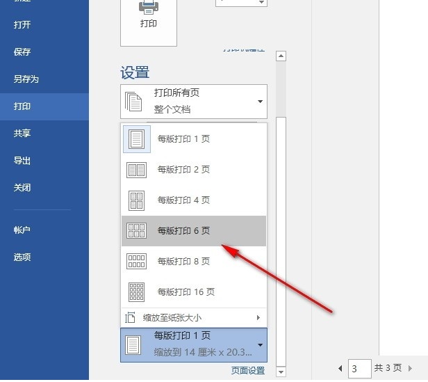 Word如何设置每版打印多页
