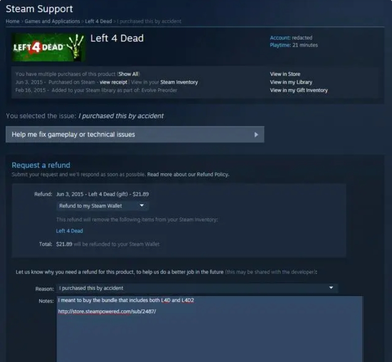 Steam退款申请在哪里