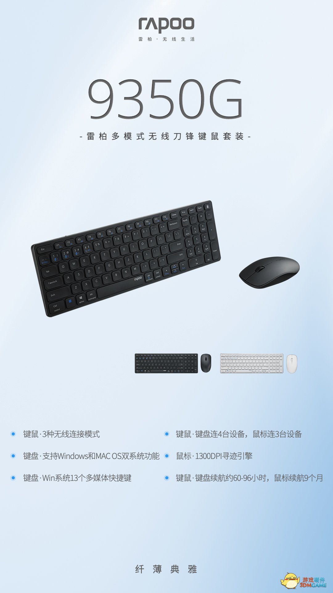 智慧办公  雷柏9350G多模式无线刀锋键鼠套装详解
