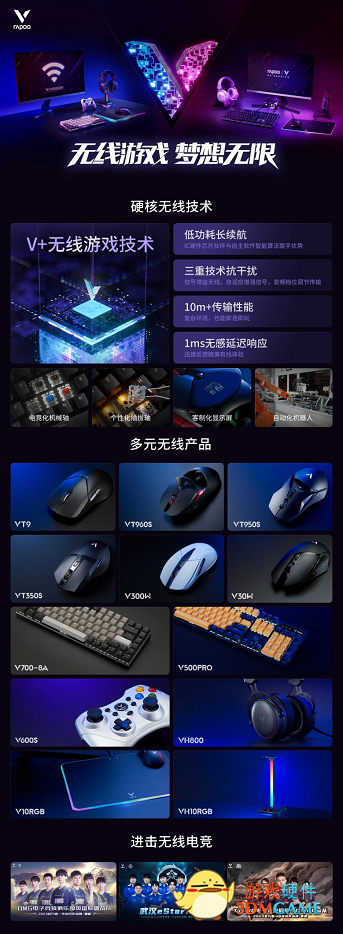大手型手感，标配无线充  雷柏V200W双模无线充电RGB游戏鼠标上市