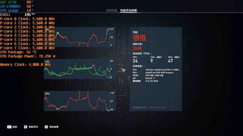 英特尔锐炫A750新旧驱动对比测试：全面提升游戏性能，XeSS帧率翻倍! 
