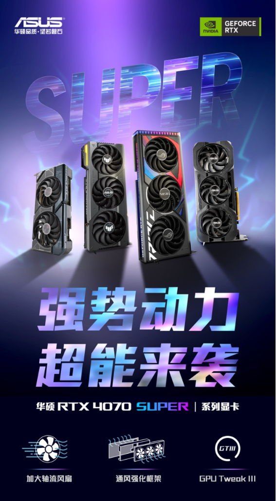 SUPER超能力 华硕RTX4070 SUPER显卡实力登场！