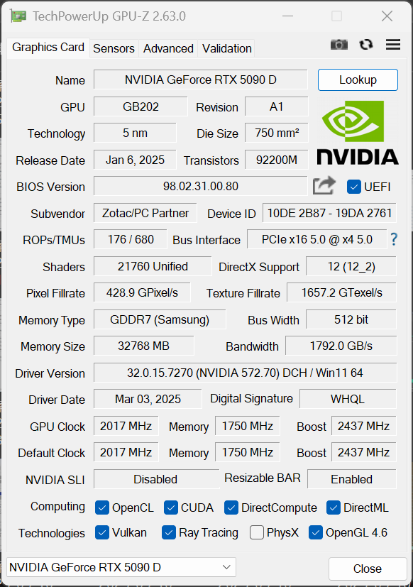 索泰RTX 5090D SOLID OC显卡评测：最强游戏显卡，涨幅超30%