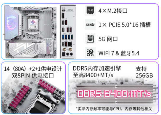 微星MPG B850M EDGE TI MAX WIFI主板上市：银白刀锋，性能与颜值兼具