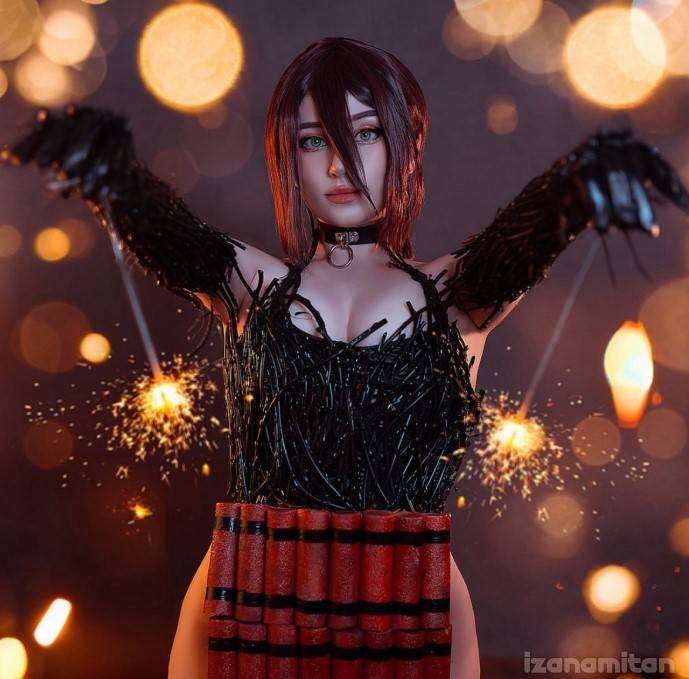 国外美女Cos《电锯人》蕾塞 颜值高身材好很完美